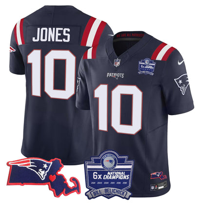 Men's Patriots Bill Belichick 6x Champions Patch Vapor Jersey - All Stitched