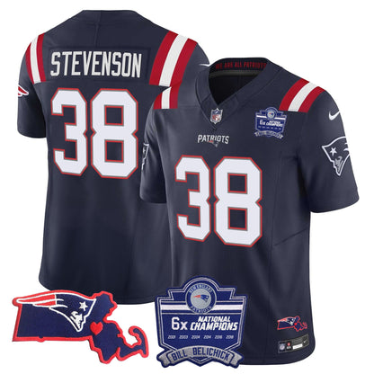 Men's Patriots Bill Belichick 6x Champions Patch Vapor Jersey - All Stitched