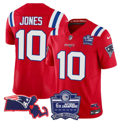Men's Patriots Bill Belichick 6x Champions Patch Vapor Jersey - All Stitched
