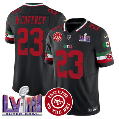 Men's 49ers Mexico Faithful & Super Bowl LVIII Patch Vapor Jersey - All Stitched
