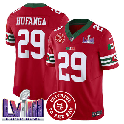 Men's 49ers Mexico Faithful & Super Bowl LVIII Patch Vapor Jersey - All Stitched