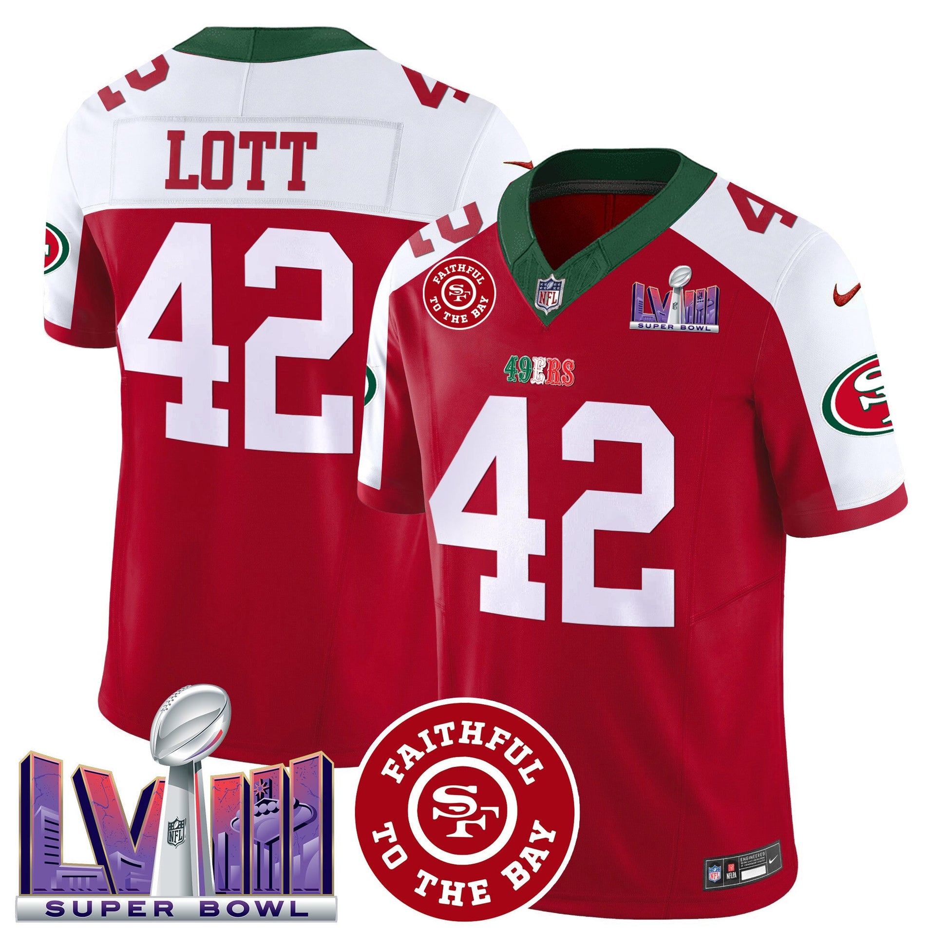 Men's 49ers Mexico Faithful & Super Bowl LVIII Patch Vapor Jersey - All Stitched