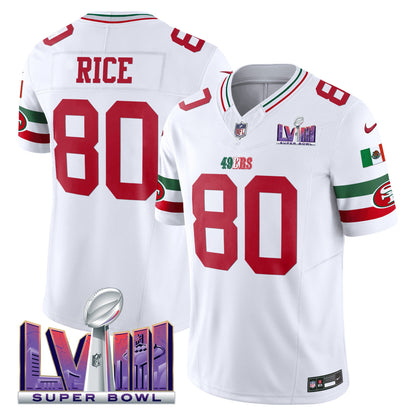 Men's 49ers Mexico Super Bowl LVIII Patch Vapor Jersey - All Stitched