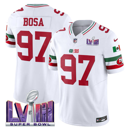 Men's 49ers Mexico Super Bowl LVIII Patch Vapor Jersey - All Stitched