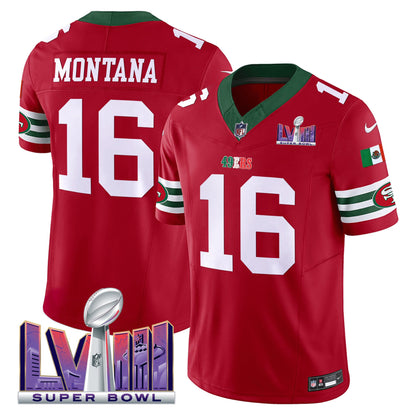 Men's 49ers Mexico Super Bowl LVIII Patch Vapor Jersey - All Stitched