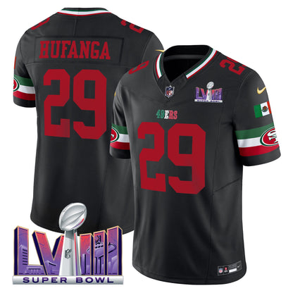 Men's 49ers Mexico Super Bowl LVIII Patch Vapor Jersey - All Stitched