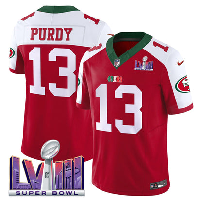 Men's 49ers Mexico Super Bowl LVIII Patch Vapor Jersey - All Stitched