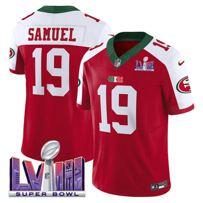 Men's 49ers Mexico Super Bowl LVIII Patch Vapor Jersey - All Stitched