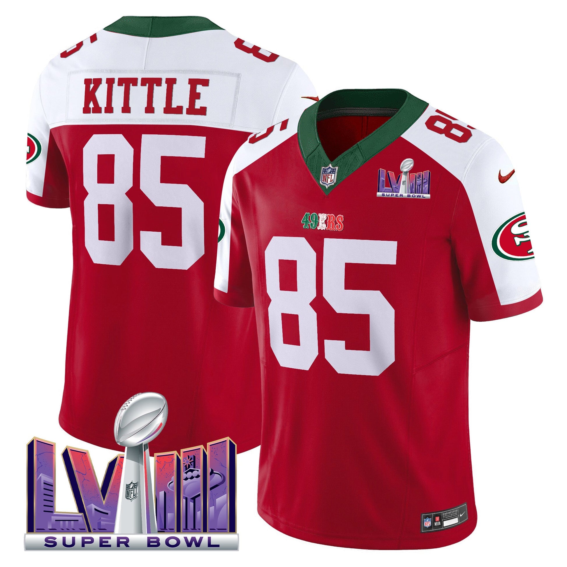 Men's 49ers Mexico Super Bowl LVIII Patch Vapor Jersey - All Stitched