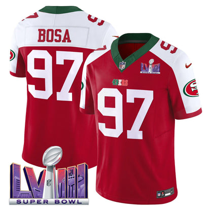 Men's 49ers Mexico Super Bowl LVIII Patch Vapor Jersey - All Stitched