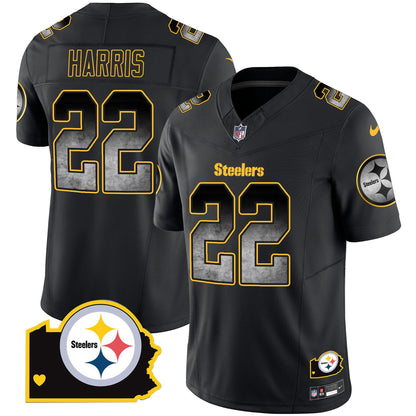 Men's Steelers Arch Smoke Home Patch Vapor Jersey - All Stitched