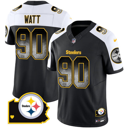 Men's Steelers Arch Smoke Home Patch Vapor Jersey - All Stitched