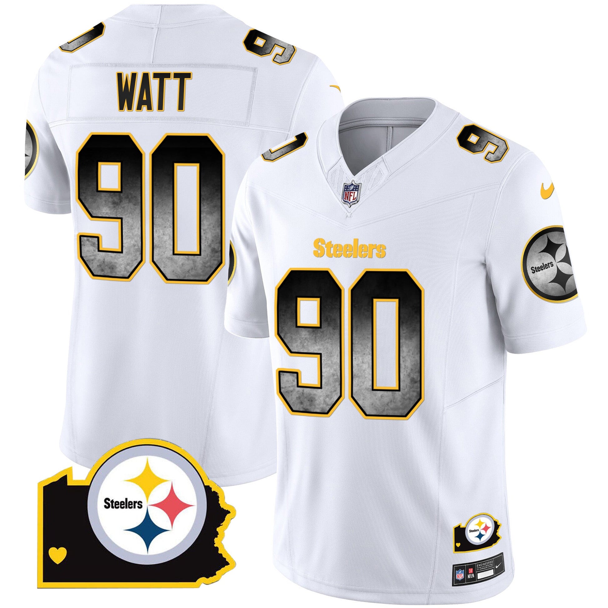 Men's Steelers Arch Smoke Home Patch Vapor Jersey - All Stitched