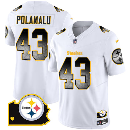 Men's Steelers Arch Smoke Home Patch Vapor Jersey - All Stitched