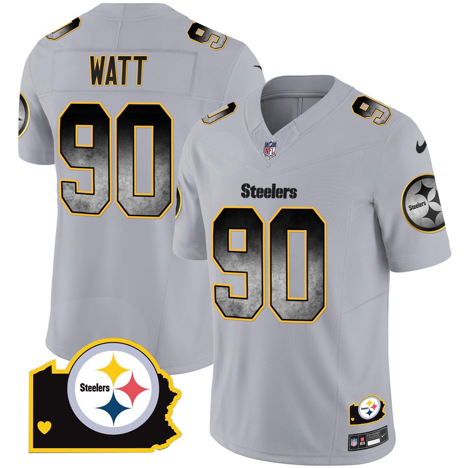 Men's Steelers Arch Smoke Home Patch Vapor Jersey - All Stitched