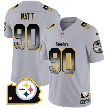 Men's Steelers Arch Smoke Home Patch Vapor Jersey - All Stitched