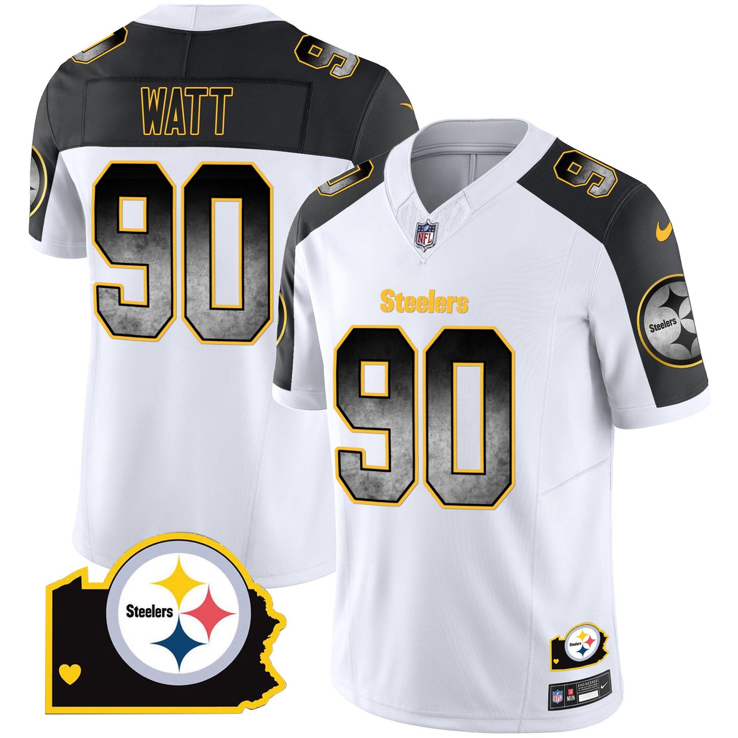 Men's Steelers Arch Smoke Home Patch Vapor Jersey - All Stitched
