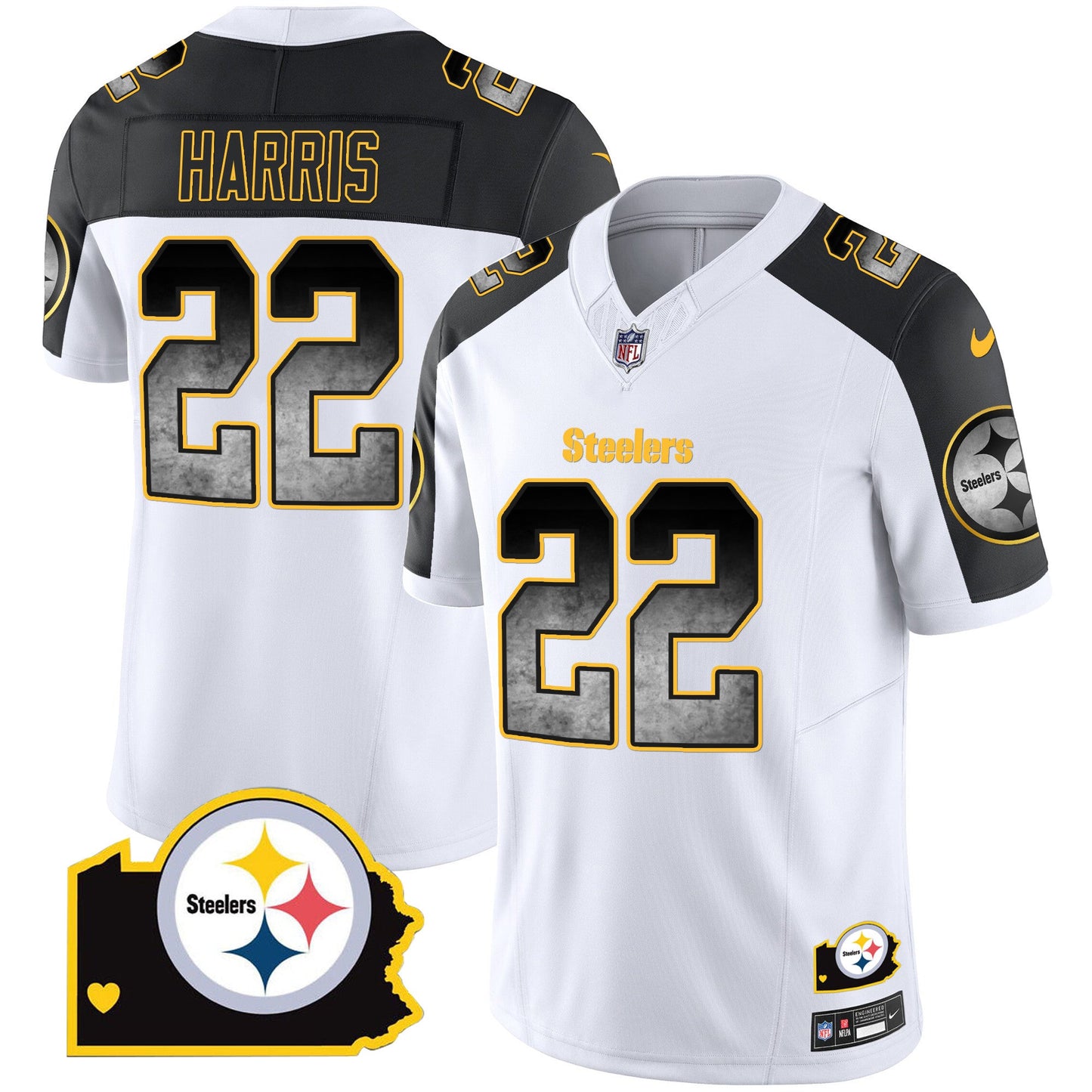 Men's Steelers Arch Smoke Home Patch Vapor Jersey - All Stitched