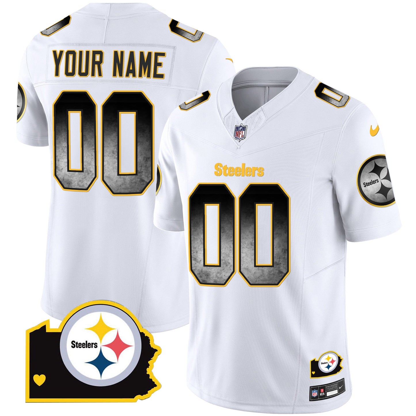 Steelers Arch Smoke Home Patch Vapor Custom Jersey - All Stitched