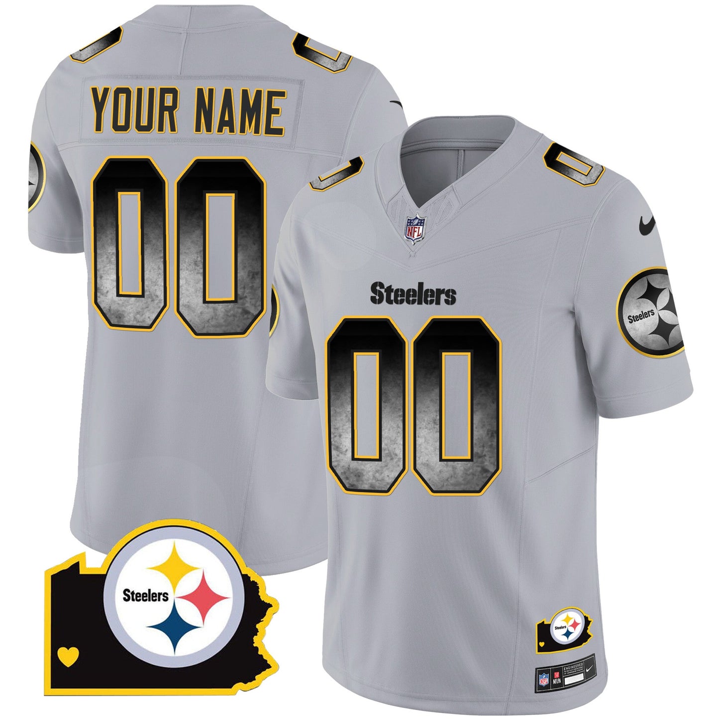 Steelers Arch Smoke Home Patch Vapor Custom Jersey - All Stitched