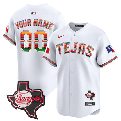 Texas Rangers Mexico Texas Patch Vapor Premier Limited Custom Jersey - All Stitched