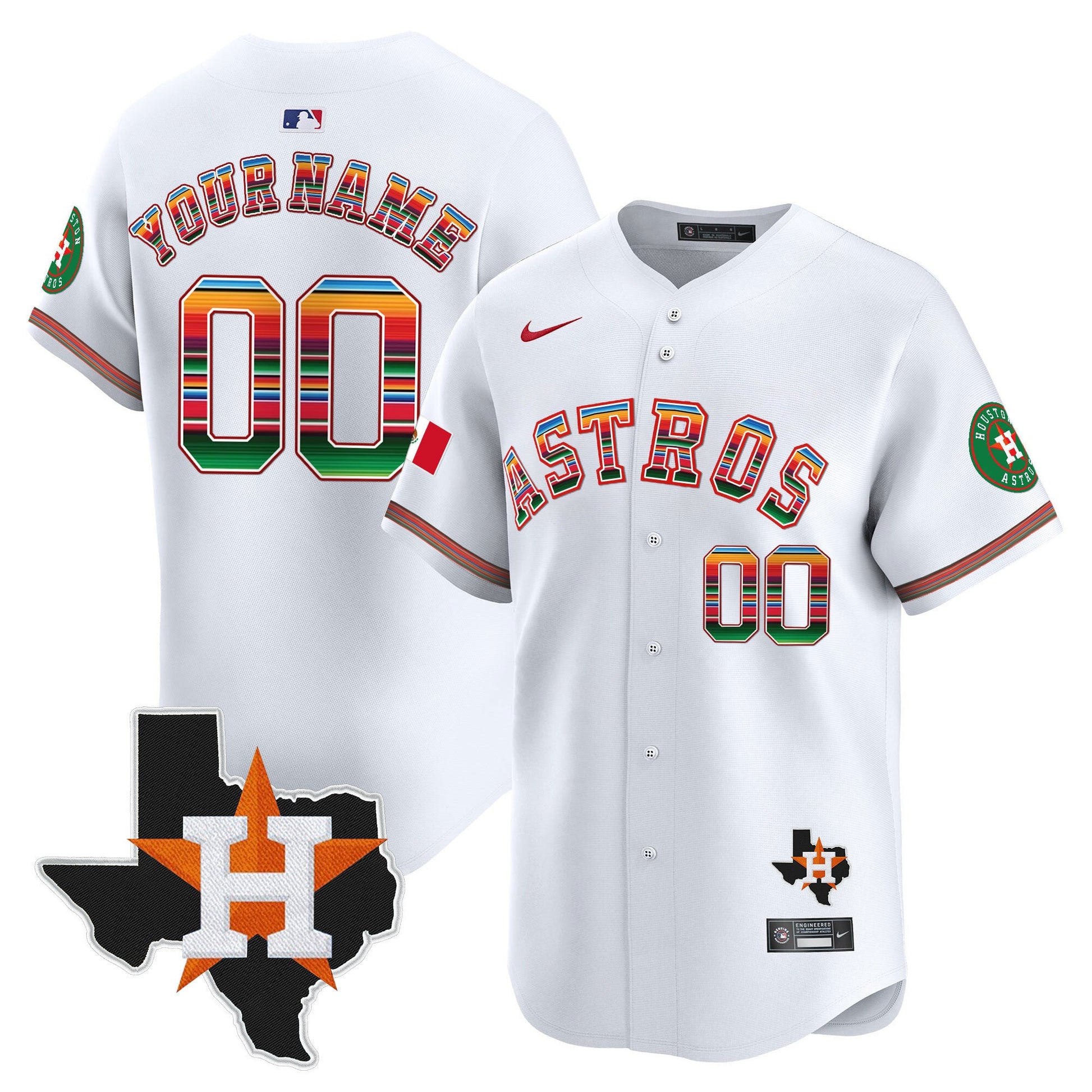 Astros Mexico Texas Patch Vapor Premier Limited Custom Jersey - All Stitched
