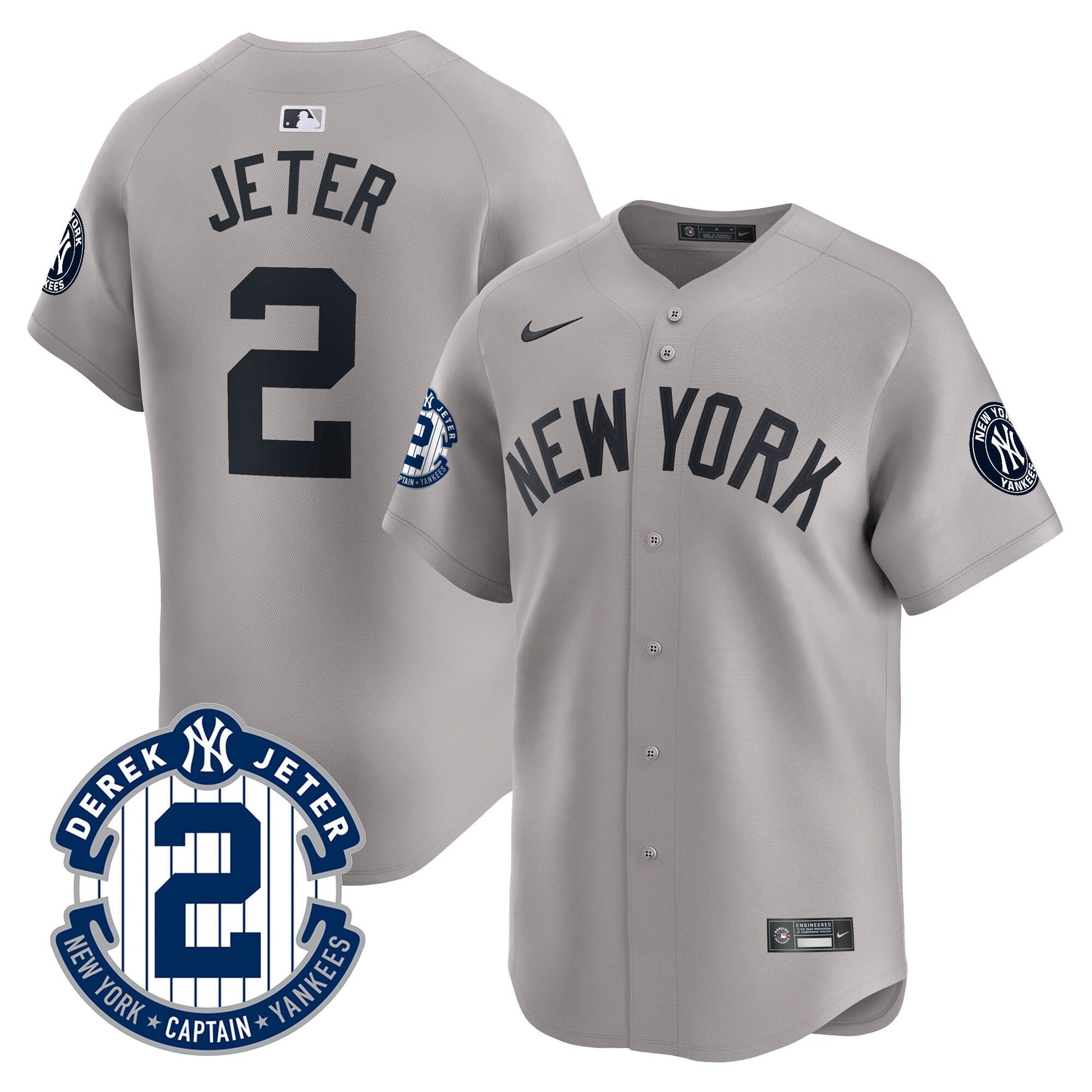 Men's Yankees Derek Jeter Patch Vapor Premier Limited Jersey - All Stitched