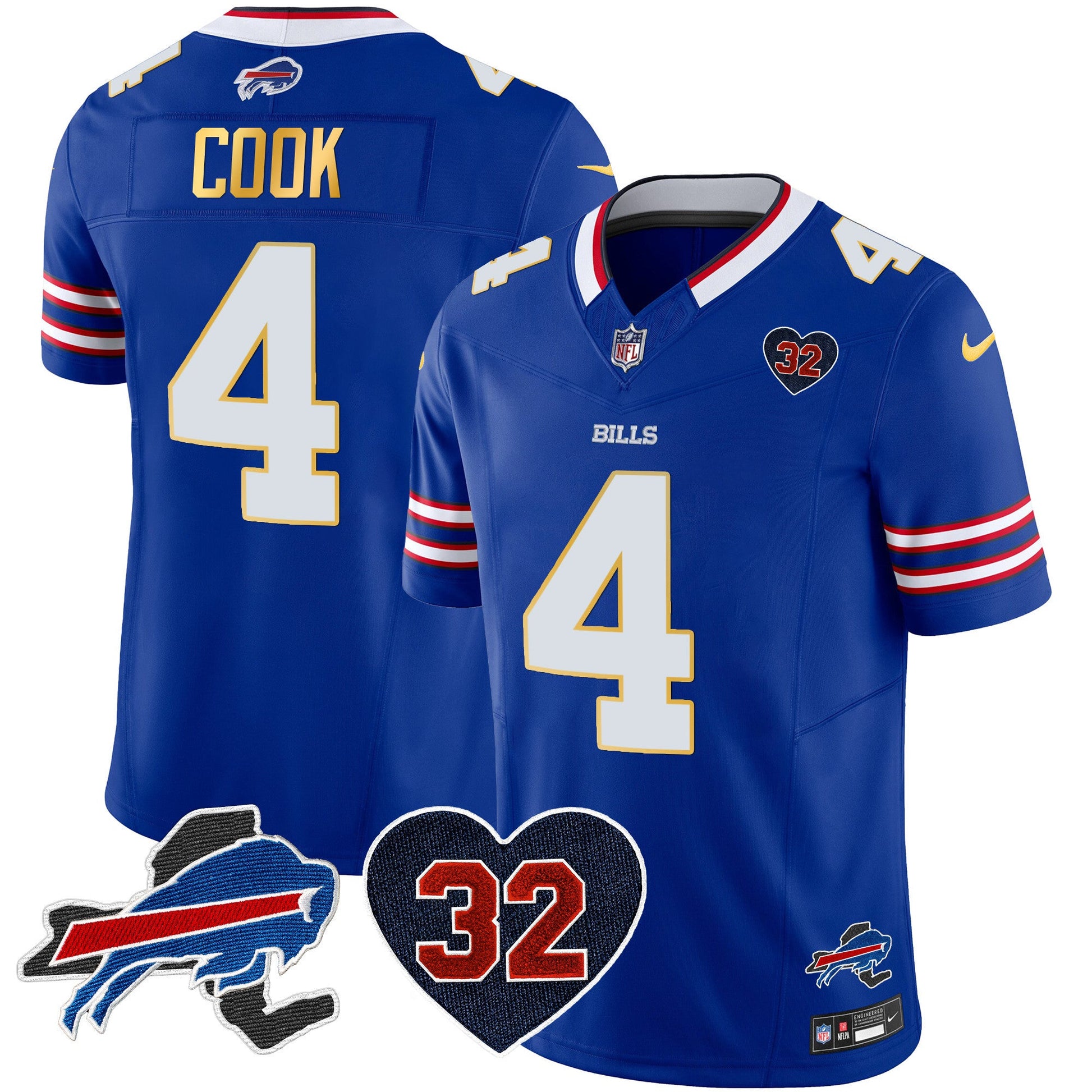 Men's Bills O.J. Simpson Patch Gold Trim Vapor Limited Jersey - All Stitched