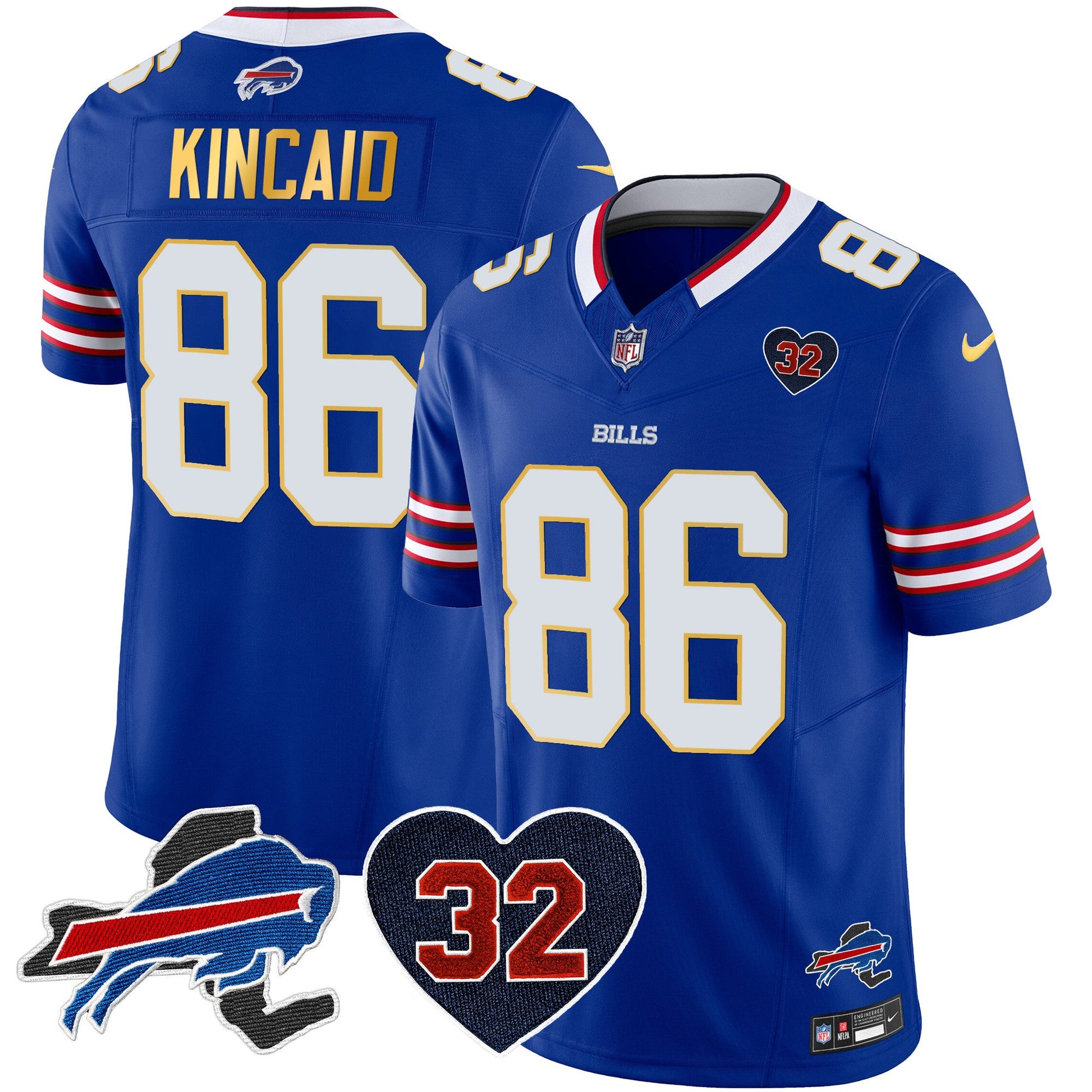 Men's Bills O.J. Simpson Patch Gold Trim Vapor Limited Jersey - All Stitched