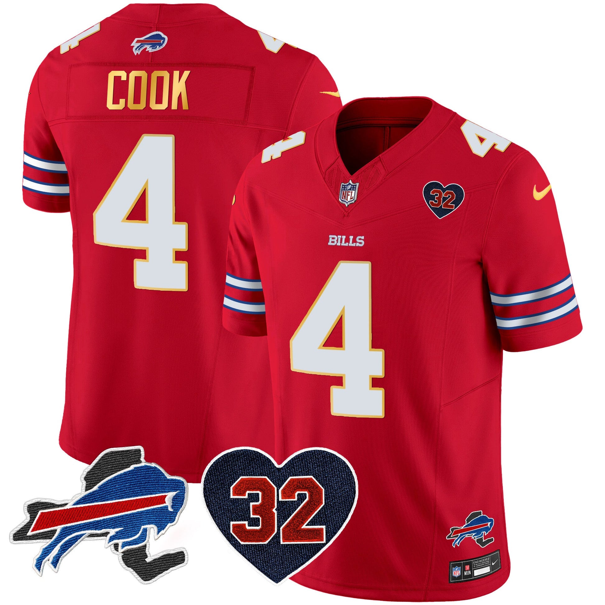 Men's Bills O.J. Simpson Patch Gold Trim Vapor Limited Jersey - All Stitched