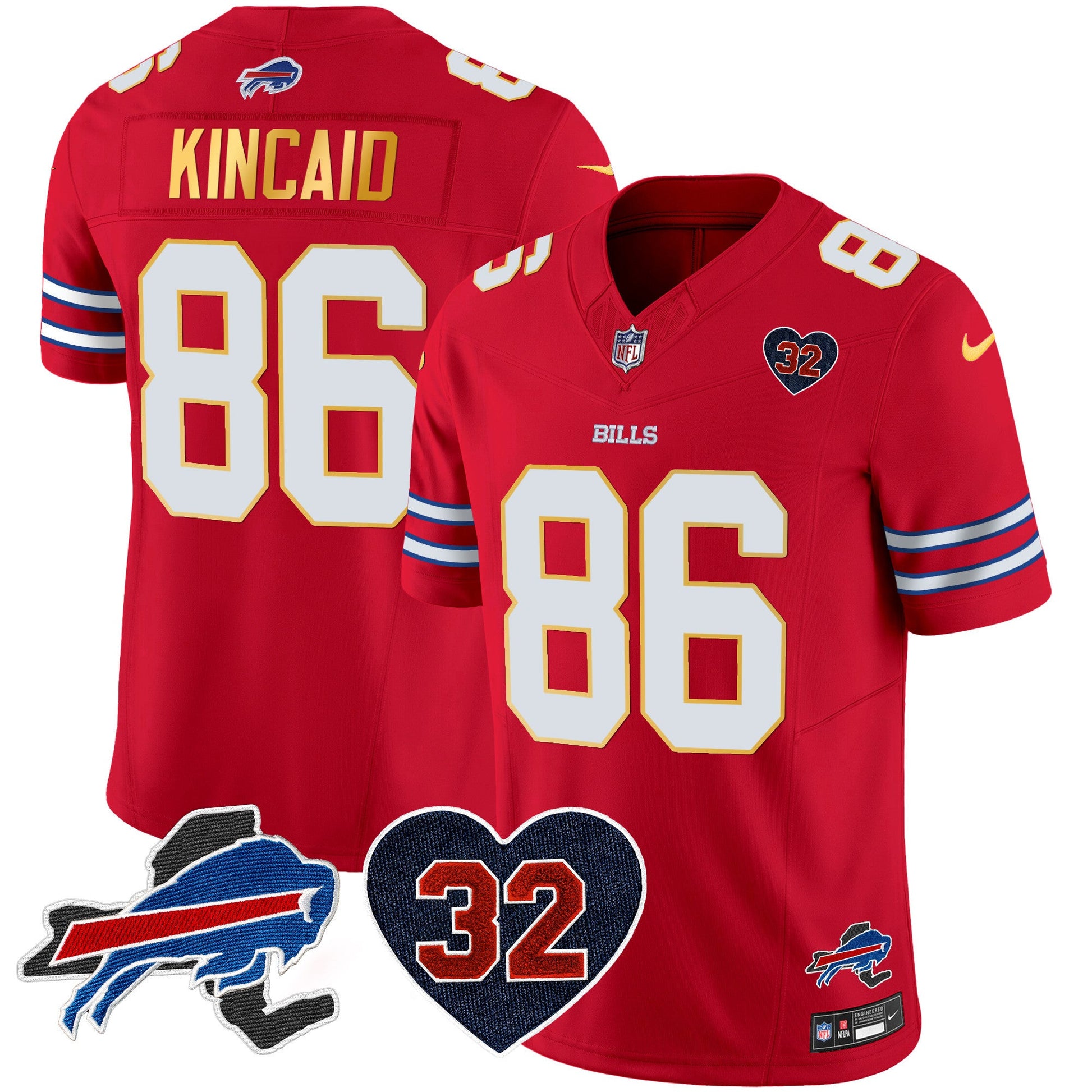 Men's Bills O.J. Simpson Patch Gold Trim Vapor Limited Jersey - All Stitched