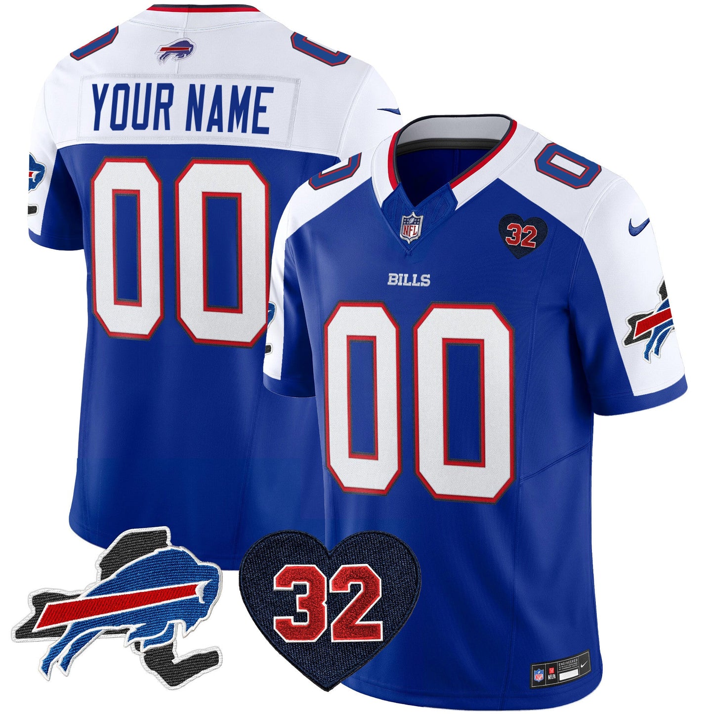 Bills O.J. Simpson Patch Gold Vapor Limited Custom Jersey - All Stitched