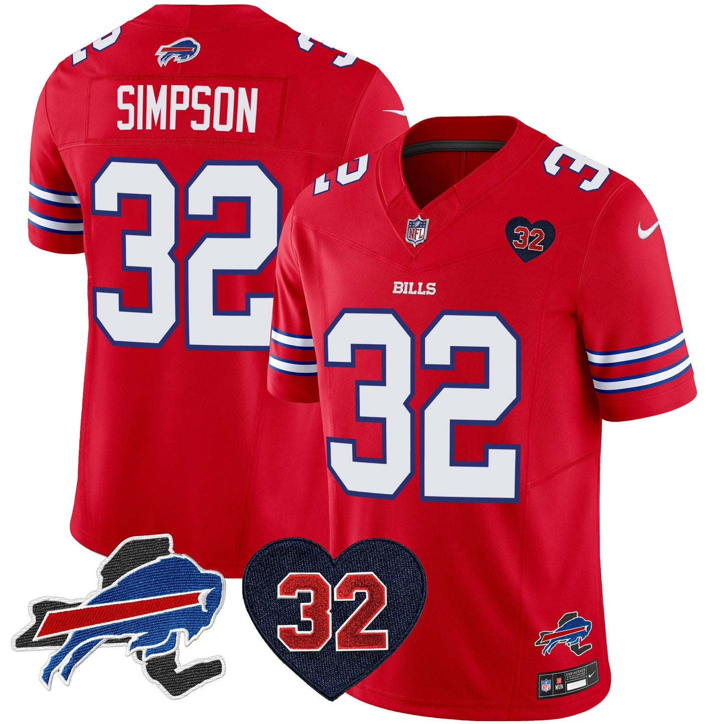 Men's Bills O.J. Simpson Patch Vapor Limited Jersey - All Stitched