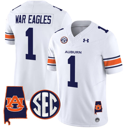 Men's Auburn Tigers 2024 Alabama Patch Vapor Limited Jersey - All Stitched