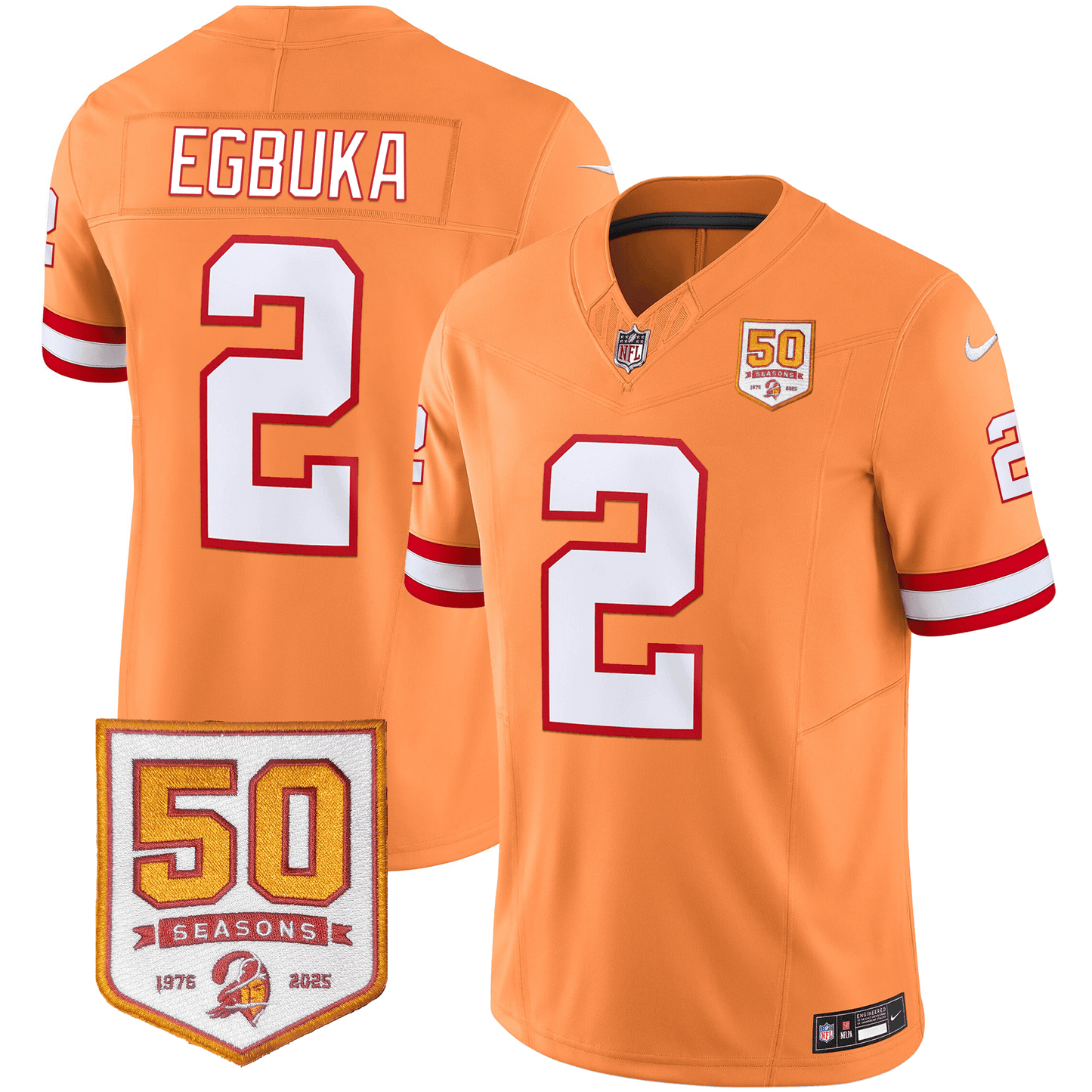 Men's Tampa Bay Buccaneers Throwback 50th Season Patch Vapor Limited Jersey - All Stitched