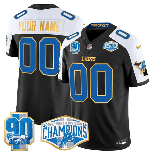 DET 2024 NFC North Division Champions Patch Gold Trim Vapor Limited Custom Jersey - Stitched
