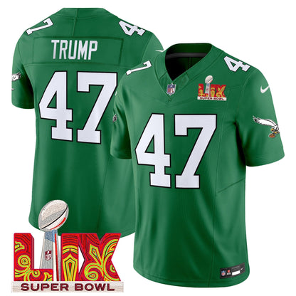 PHI Kelly Green Super Bowl LIX Patch Vapor Limited Jersey - All Stitched