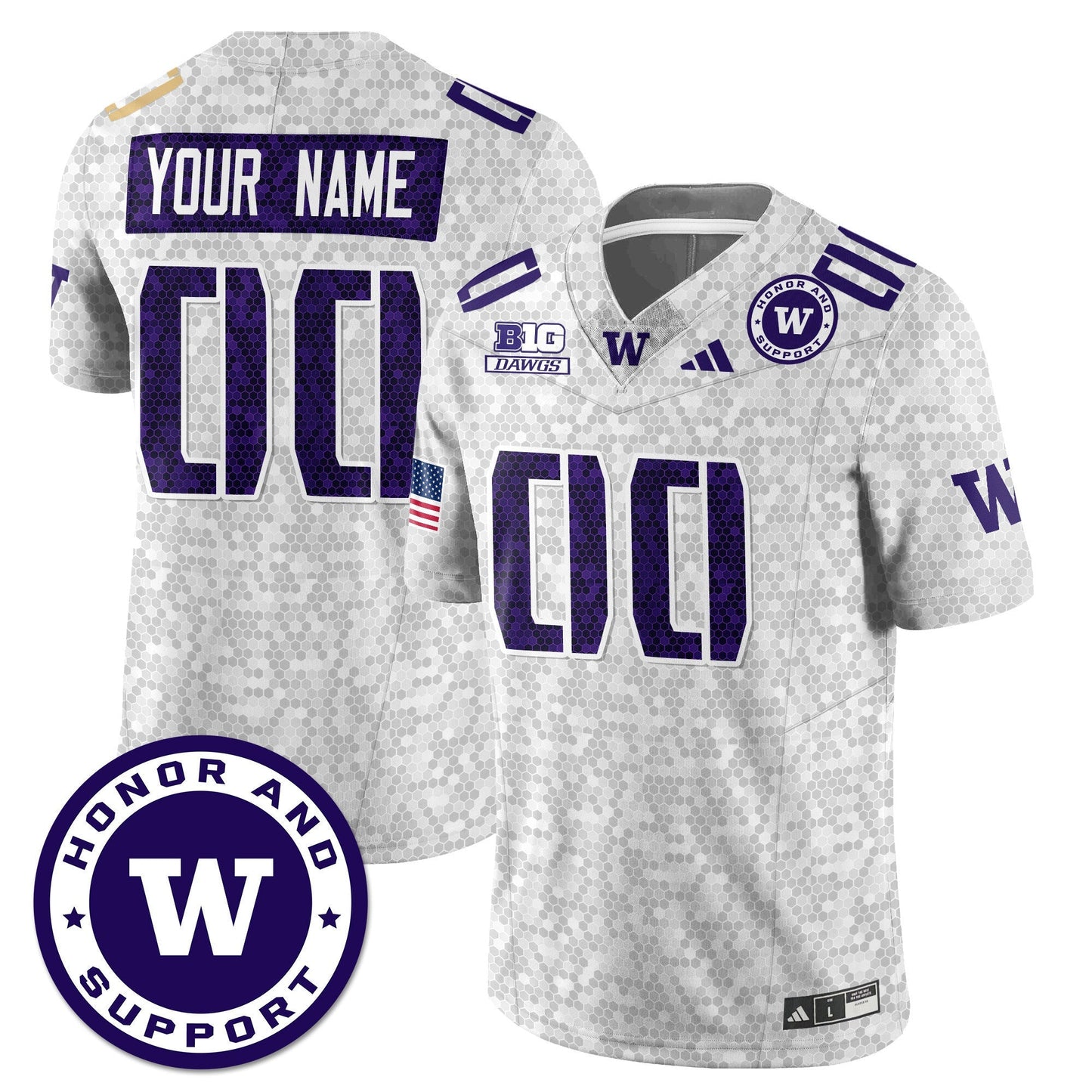 Custom Washington Football Honor and Support Uniform - All Stitched