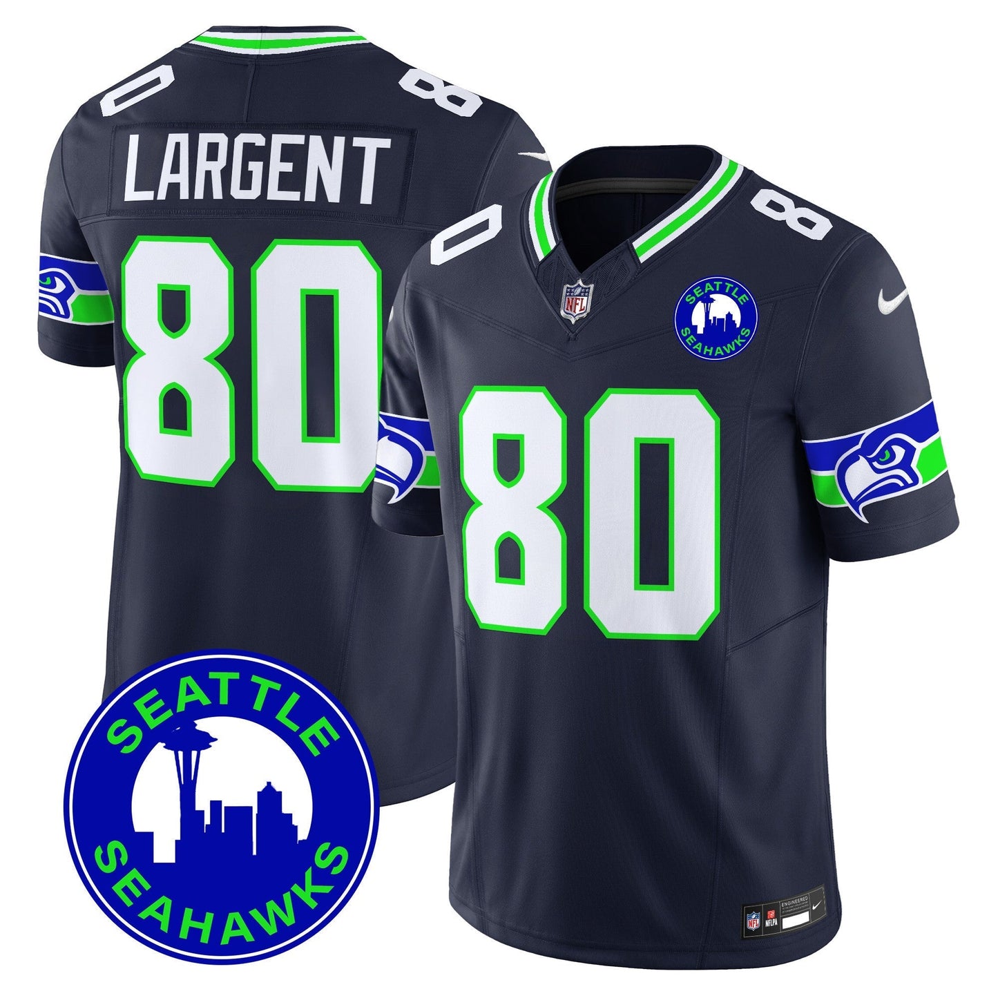 Men's Seahawks 2024 Seattle City Patch Vapor Limited Jersey - All Stitched
