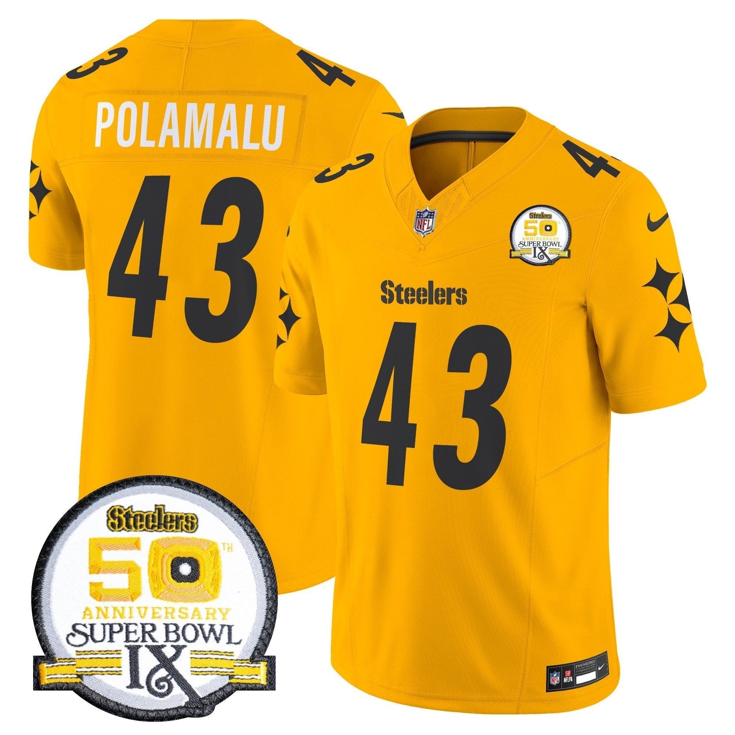 Steelers 50th Anniversary Of Super Bowl IX Patch Vapor Limited Jersey V2 - All Stitched