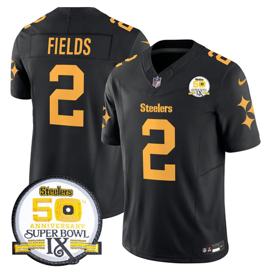 Steelers 50th Anniversary Of Super Bowl IX Patch Vapor Limited Jersey V2 - Stitched