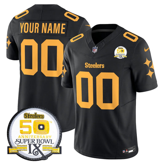 Steelers 50th Anniversary Of Super Bowl IX Patch Vapor Limited Custom Jersey V2 - Stitched