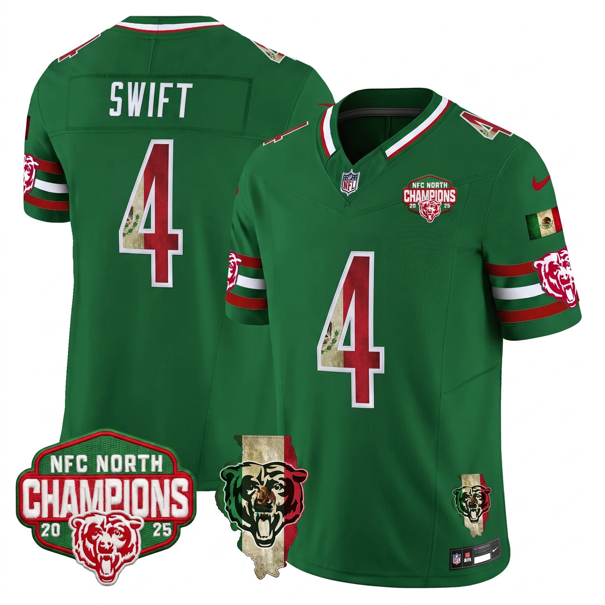 CHI Mexico NFC North Champions 2025 Patch Limited Jersey - Stitched