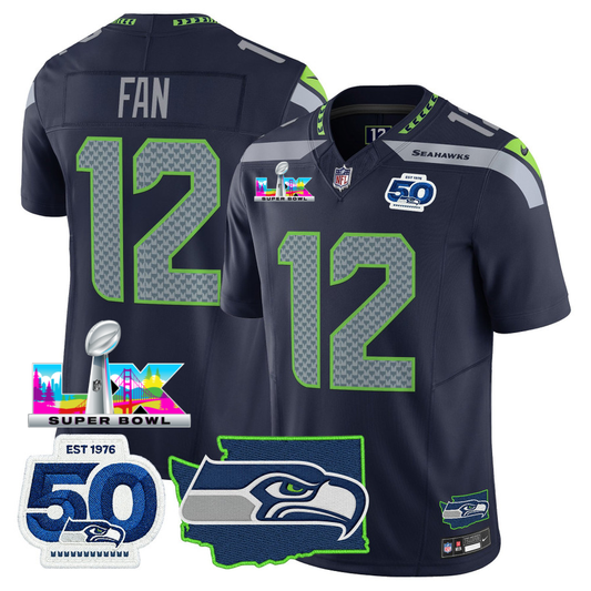 SEA Super Bowl LX - 50th Anniversary Patch Vapor Limited Jersey N88 - Stitched