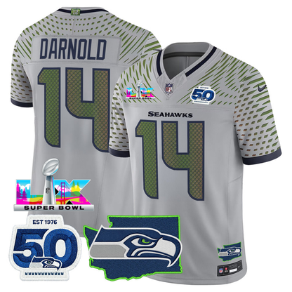 SEA Super Bowl LX - 50th Anniversary Patch Vapor Limited Jersey N88 - All Stitched