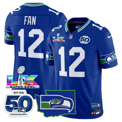 SEA Super Bowl LX - 50th Anniversary Patch Vapor Limited Jersey N88 - All Stitched