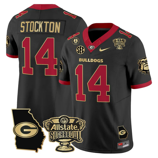 UGA 2025 Sugar Bowl & Georgia Map Patch Vapor Limited Jersey - All Stitched