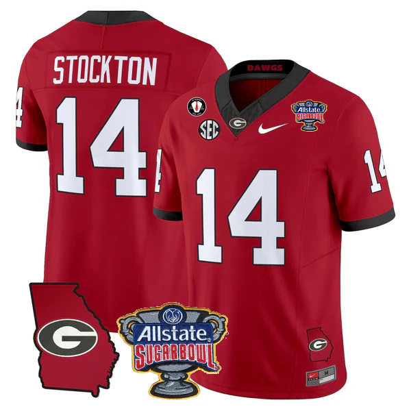 UGA 2025 Sugar Bowl & Georgia Map Patch Vapor Limited Jersey - All Stitched