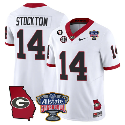 UGA 2025 Sugar Bowl & Georgia Map Patch Vapor Limited Jersey - All Stitched
