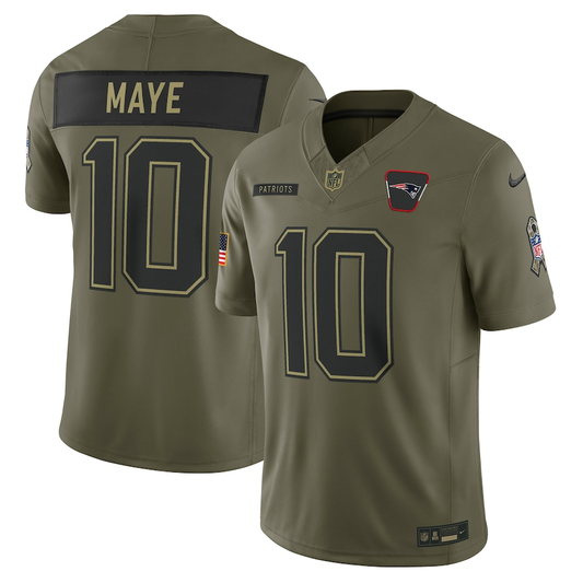 Drake Maye NE Nike 2025 Salute to Service Limited Jersey - Stitched